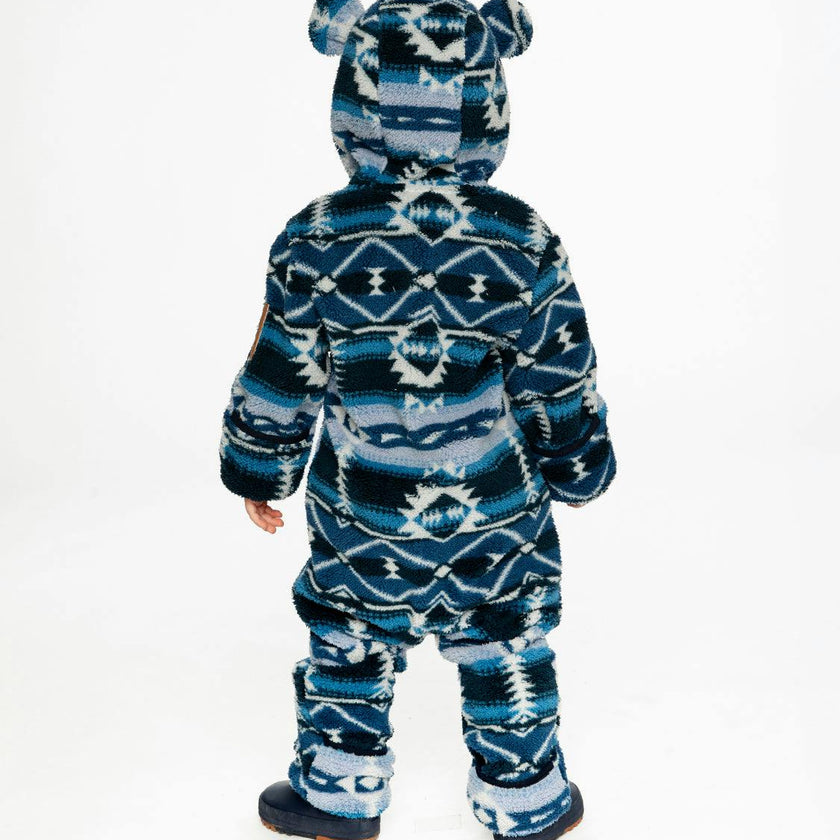 Baby Mid-Season Plush One-Piece Outerwear Aztec Blue