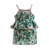Green Zinnia Textured Skirt Set