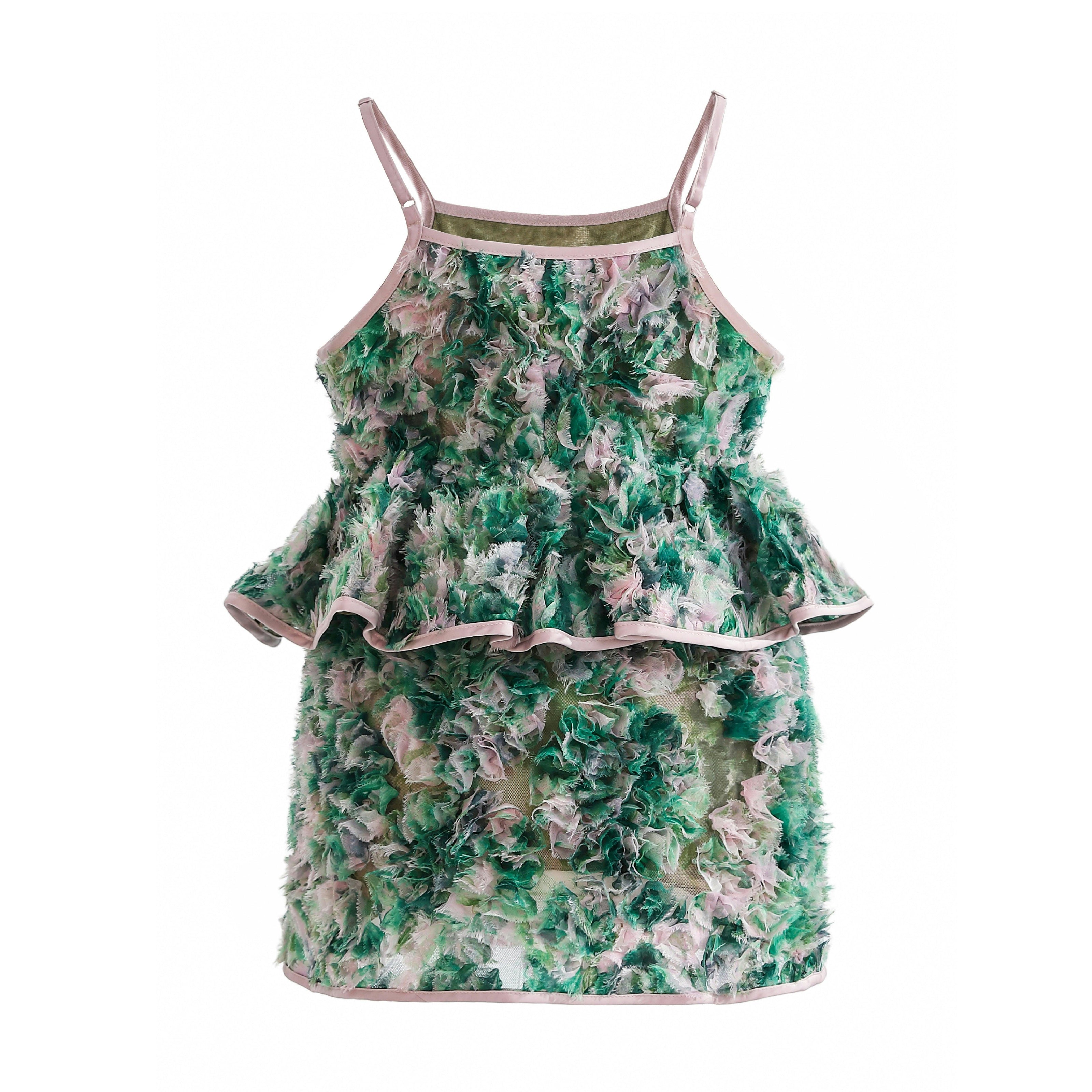 Green Zinnia Textured Skirt Set