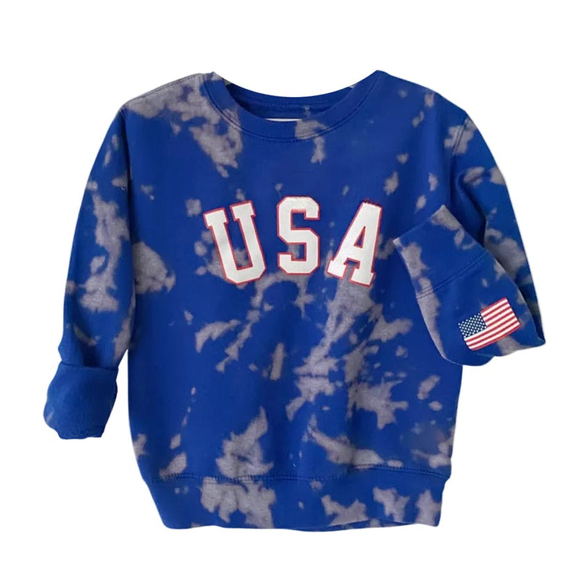 USA Tie-Dye Kids Sweatshirt, Blue