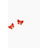 Red Bow Stud Earrings