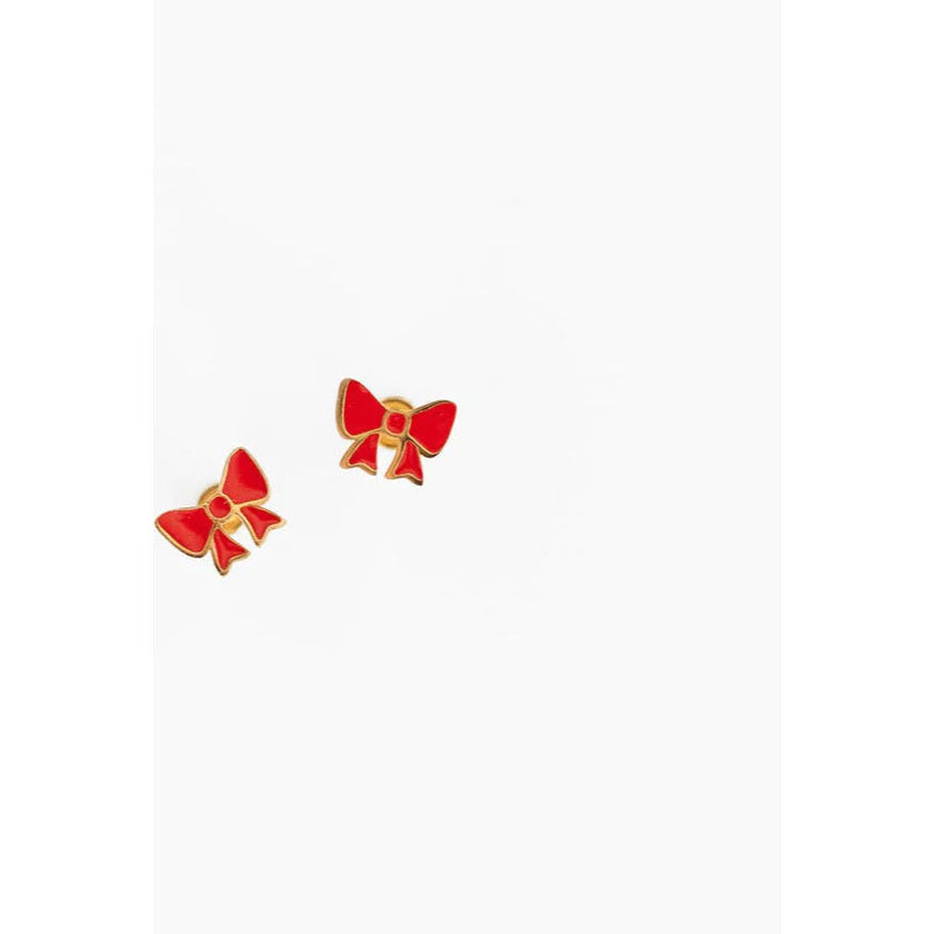 Red Bow Stud Earrings