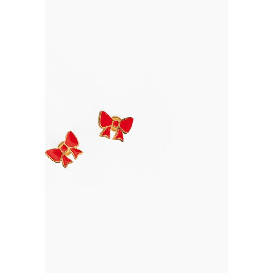 Red Bow Stud Earrings
