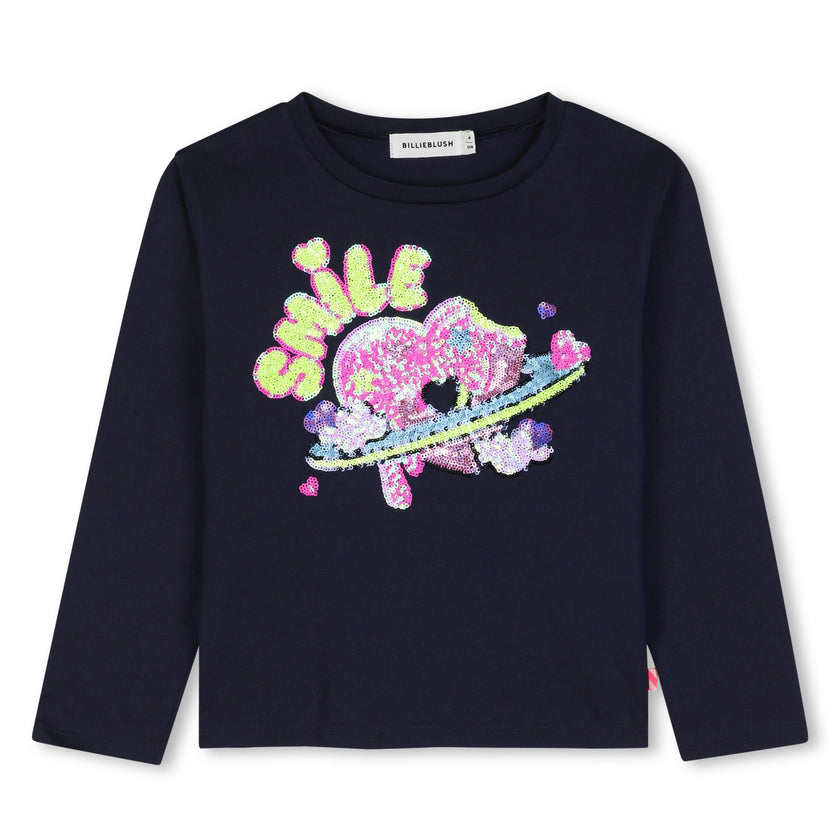Navy Sequin Jersey Tee