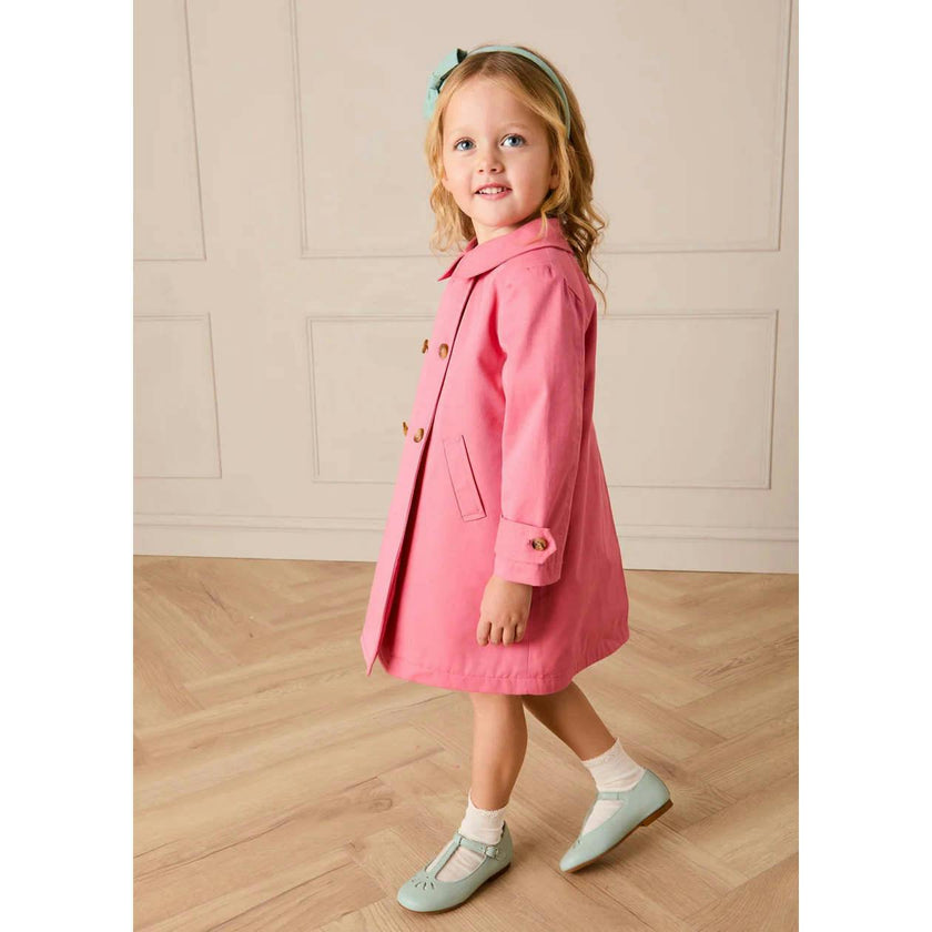 Double Breasted Margaret Floral Lined Rain Coat in Raspberry (18mths-12yrs)