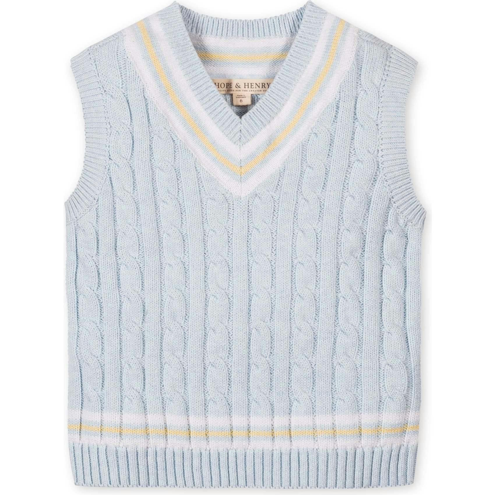 Organic V-Neck Cricket Sweater Vest, Blue