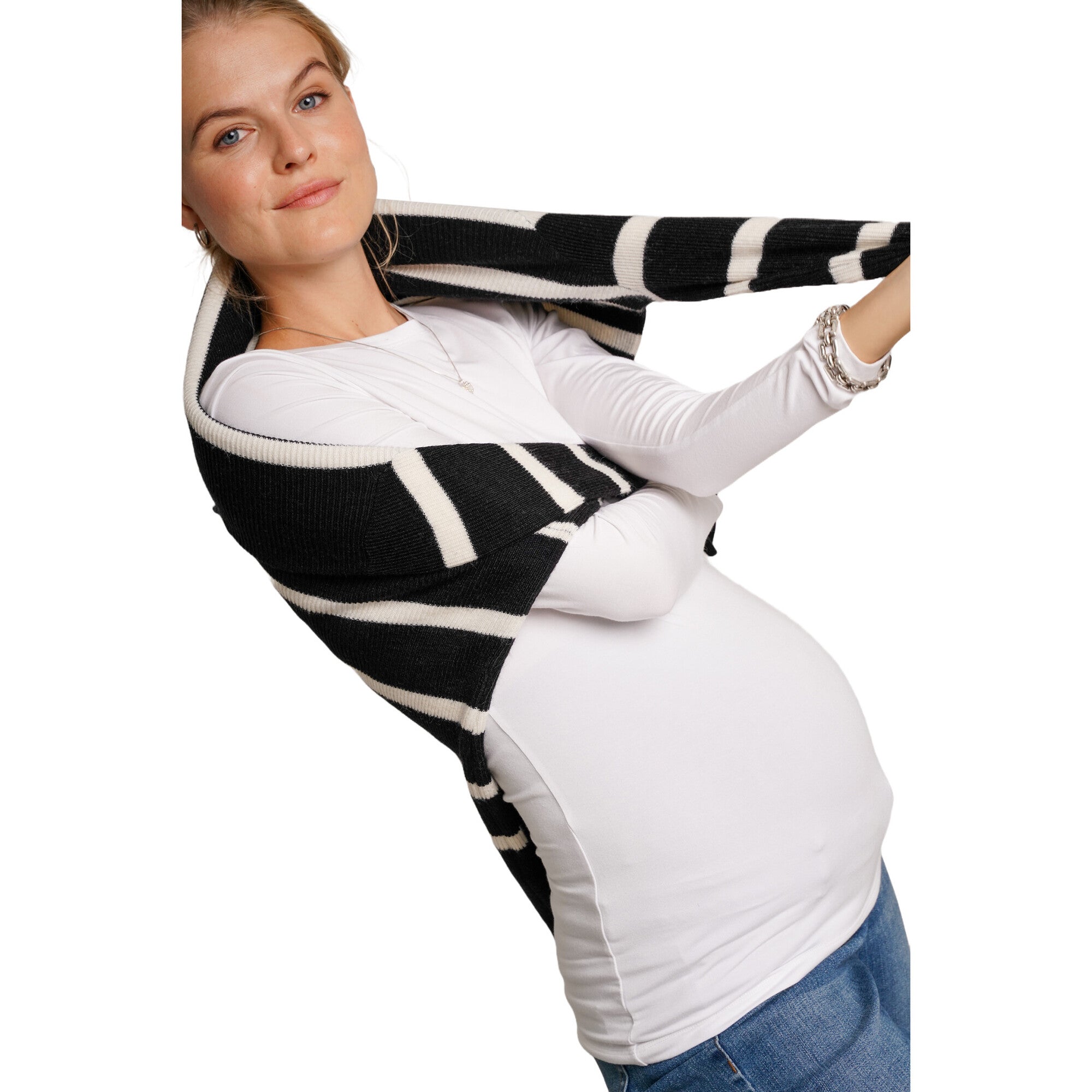 Sarabeth Neck Long Sleeve Maternity Sweater