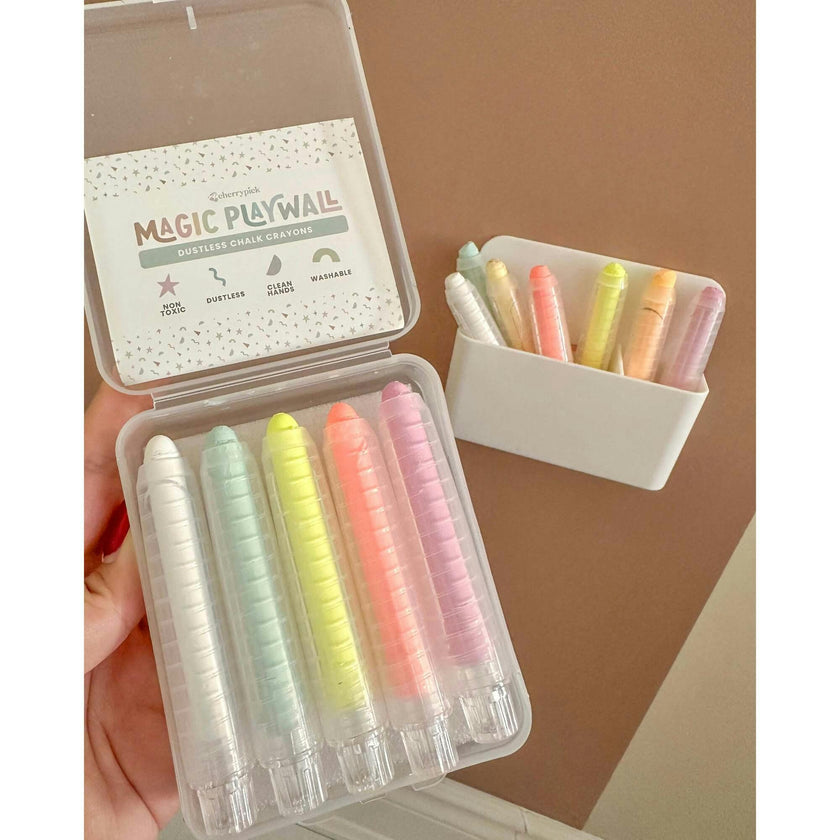 Dustless Chalk Crayons + Magnetic Holder Bundle for Magic Playwall