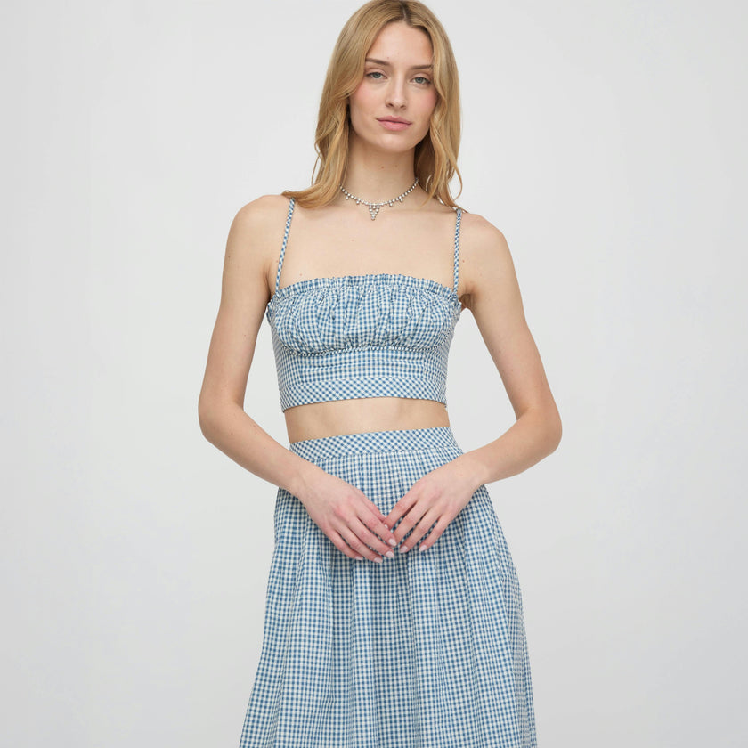 The Maisie Crop Top - Lagoon Gingham