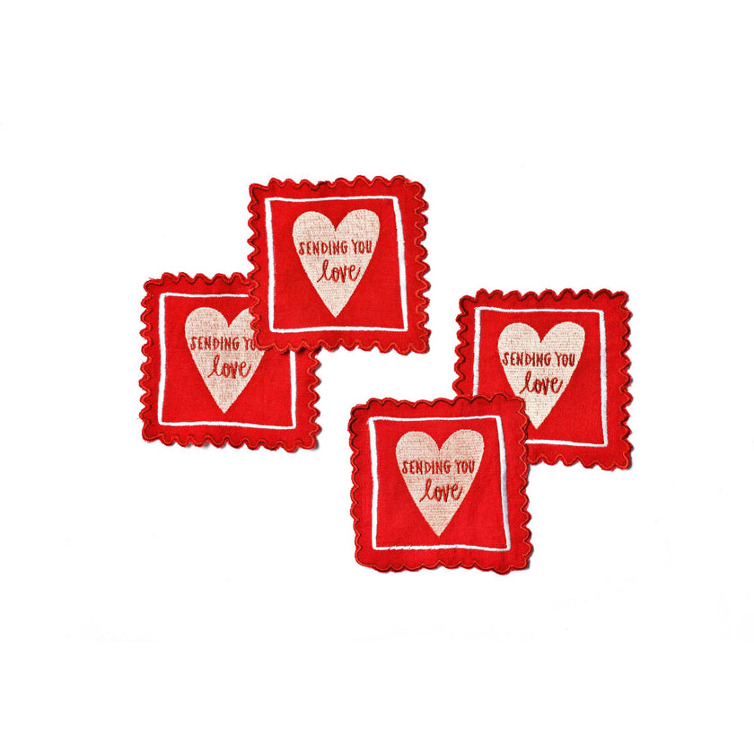 Stamp of Love Cocktail Napkins Set of 4