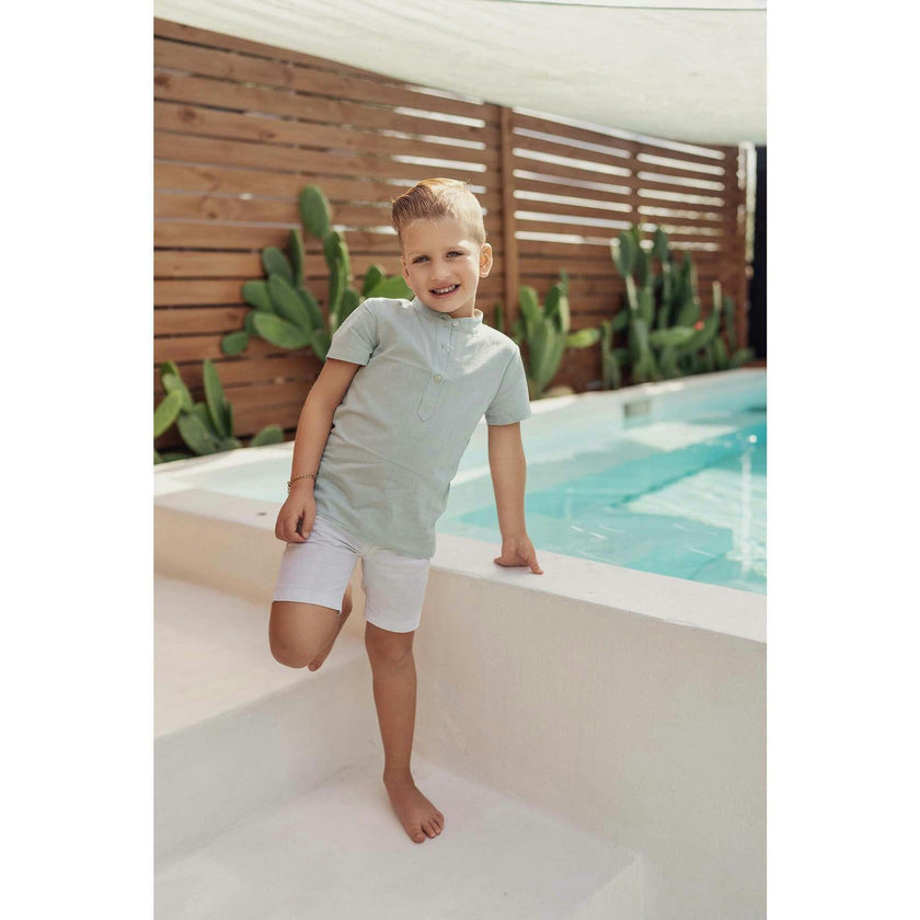 Smocked Floral Boys Shirt