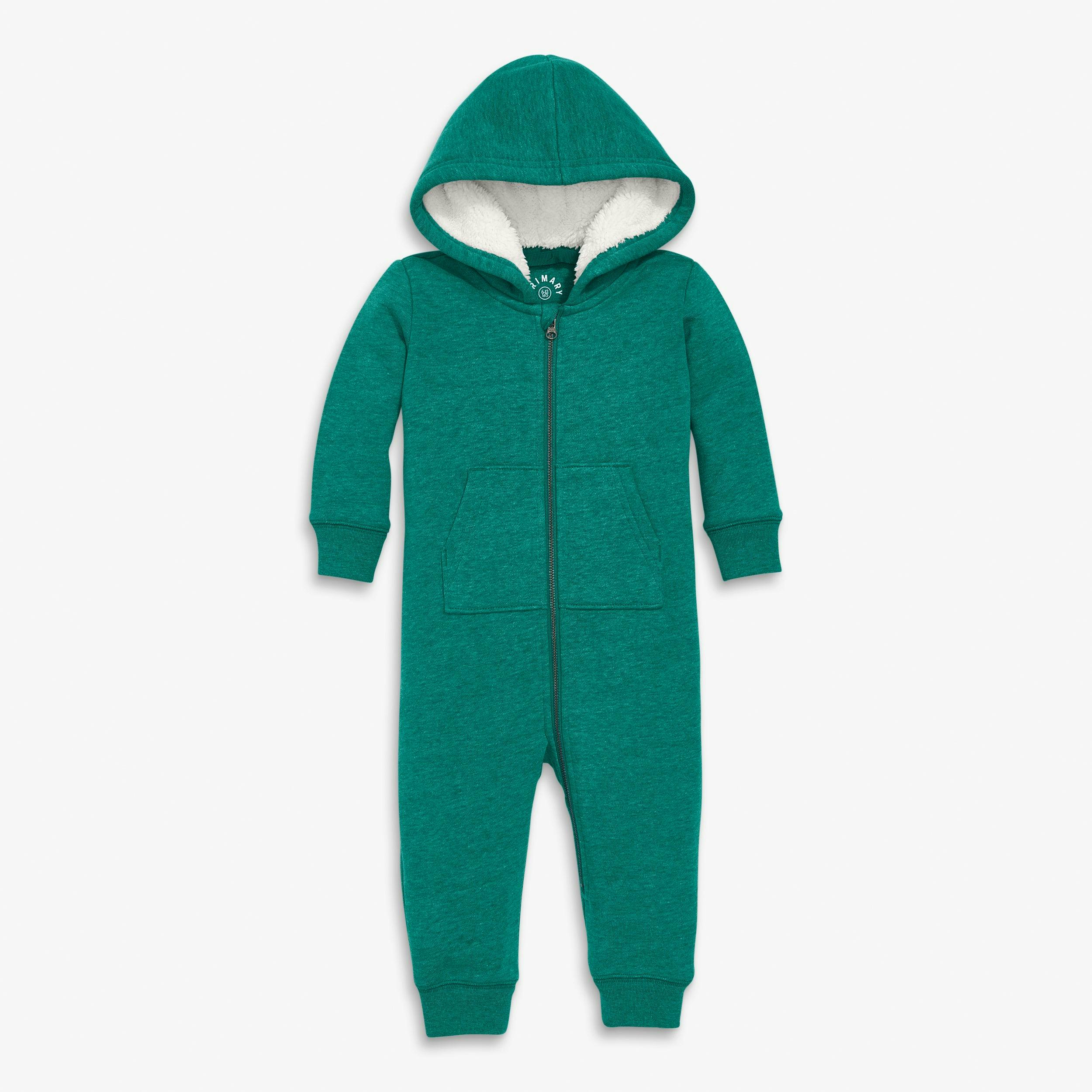 Baby teddy fleece-lined zip romper