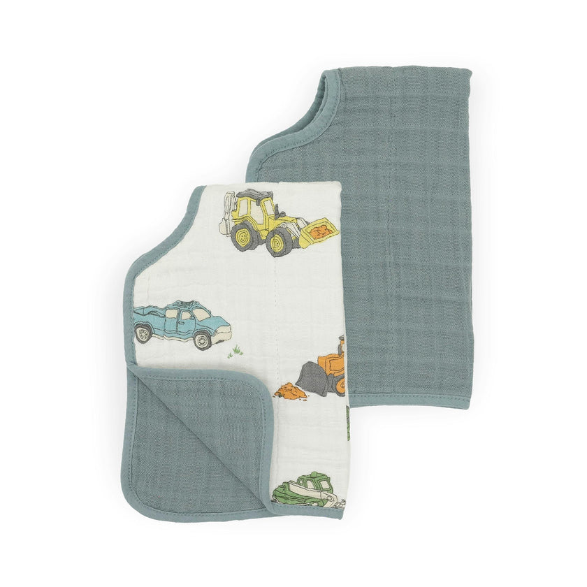 Cotton Muslin Burp Cloth 2 Pack - Work Trucks