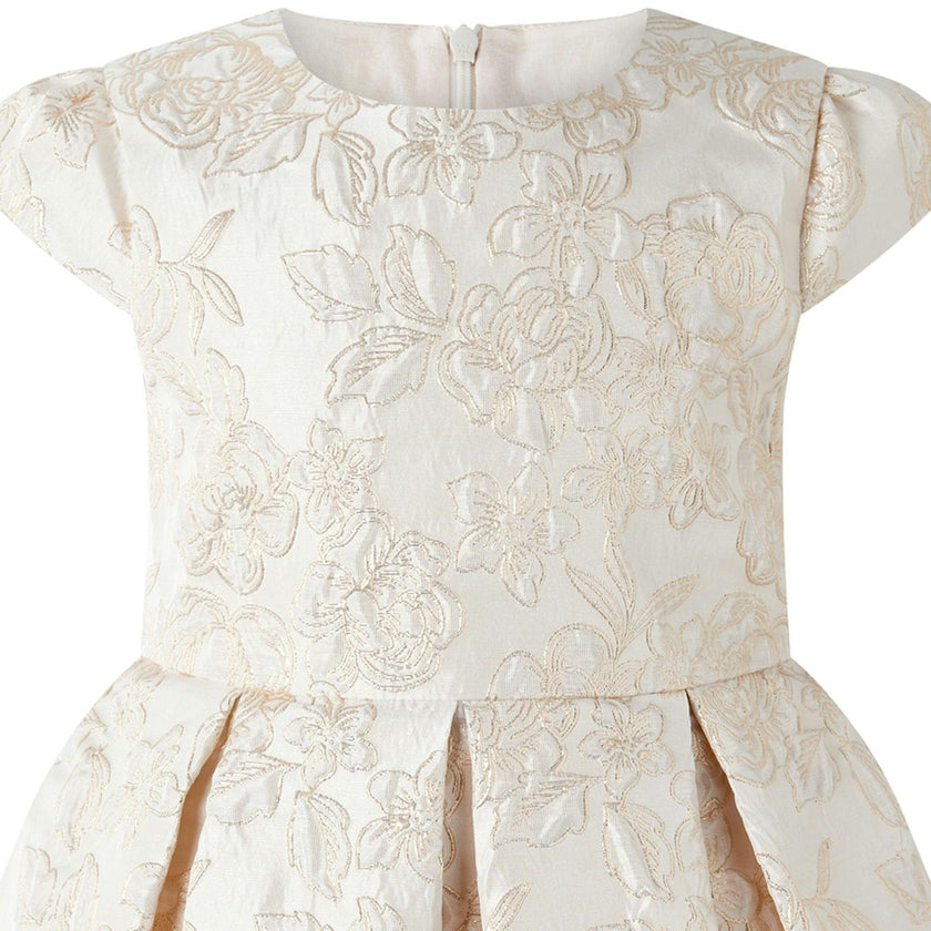 Gold Pleated Damask Party Dress