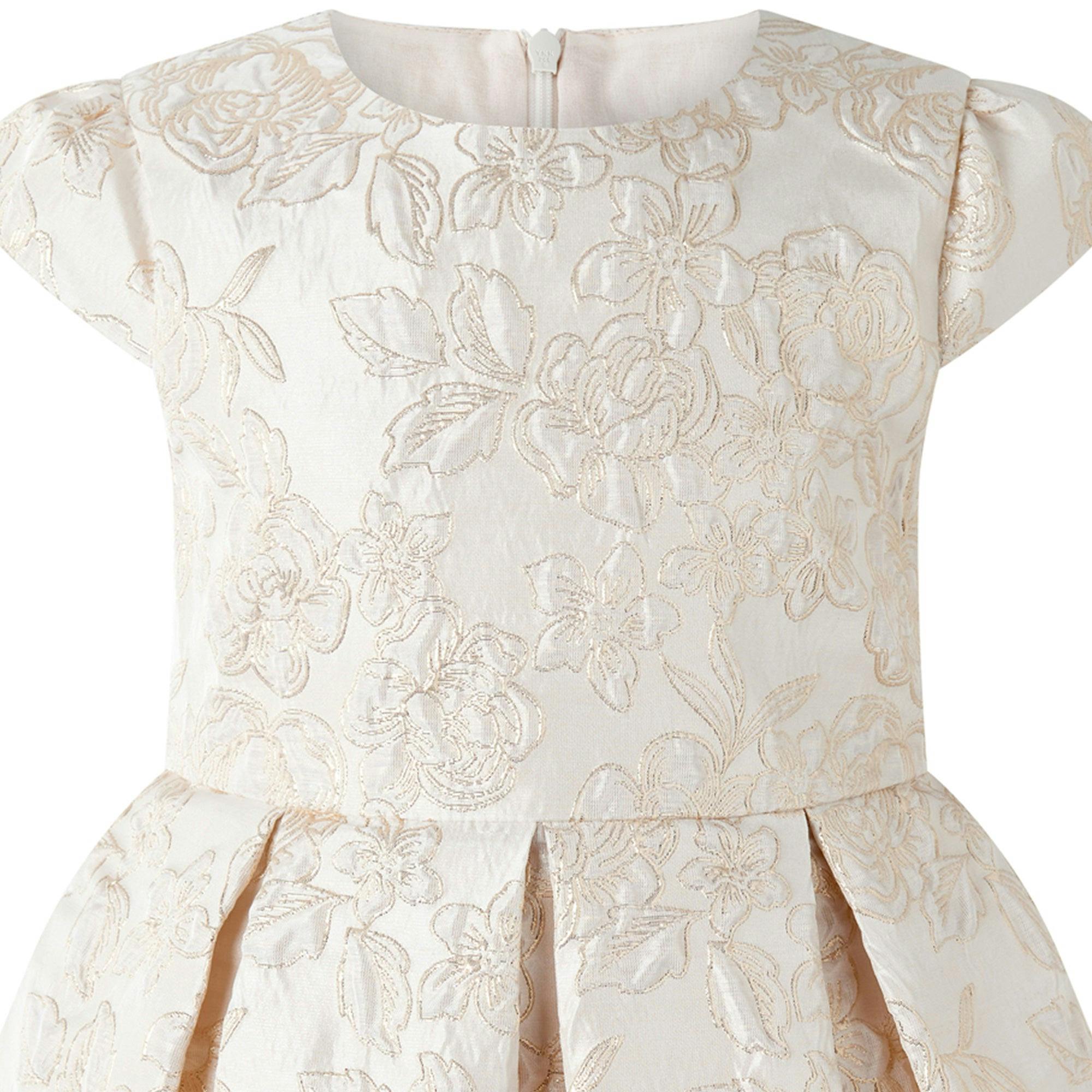 Gold Pleated Damask Party Dress