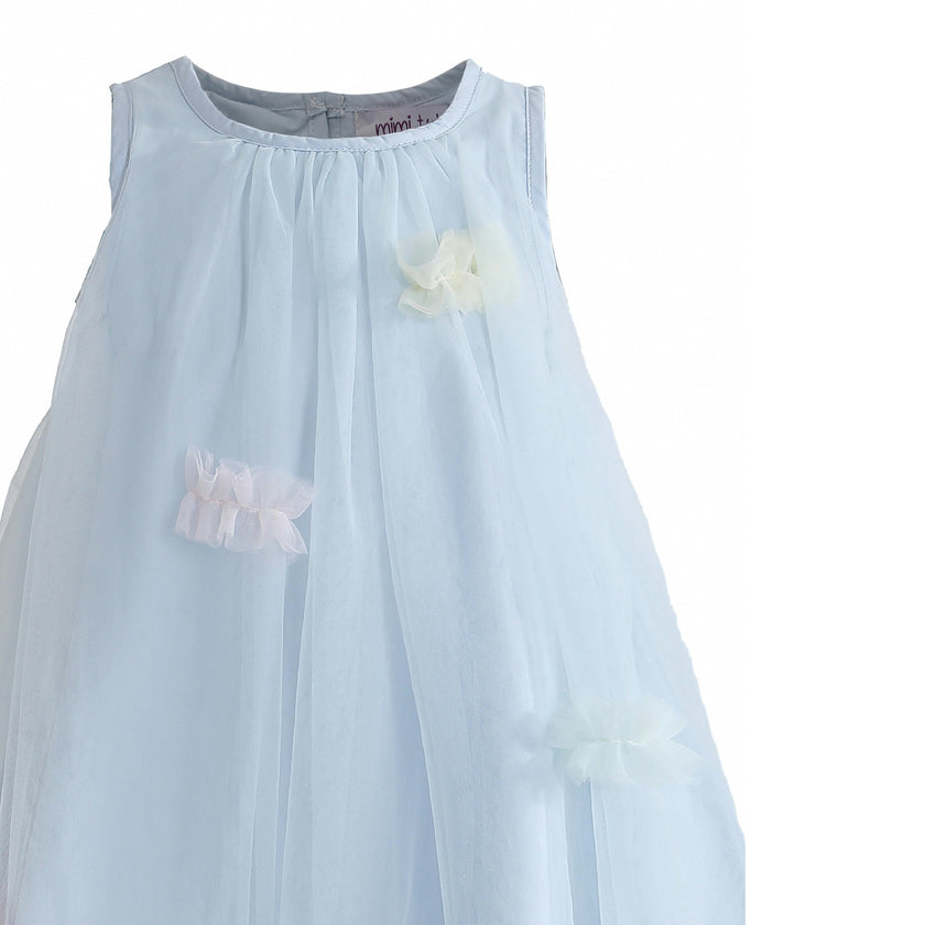 Blue Serenelle Floral Embellished Tulle Dress