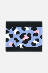 Winter Knit Neckwarmer Blue Leopard Print