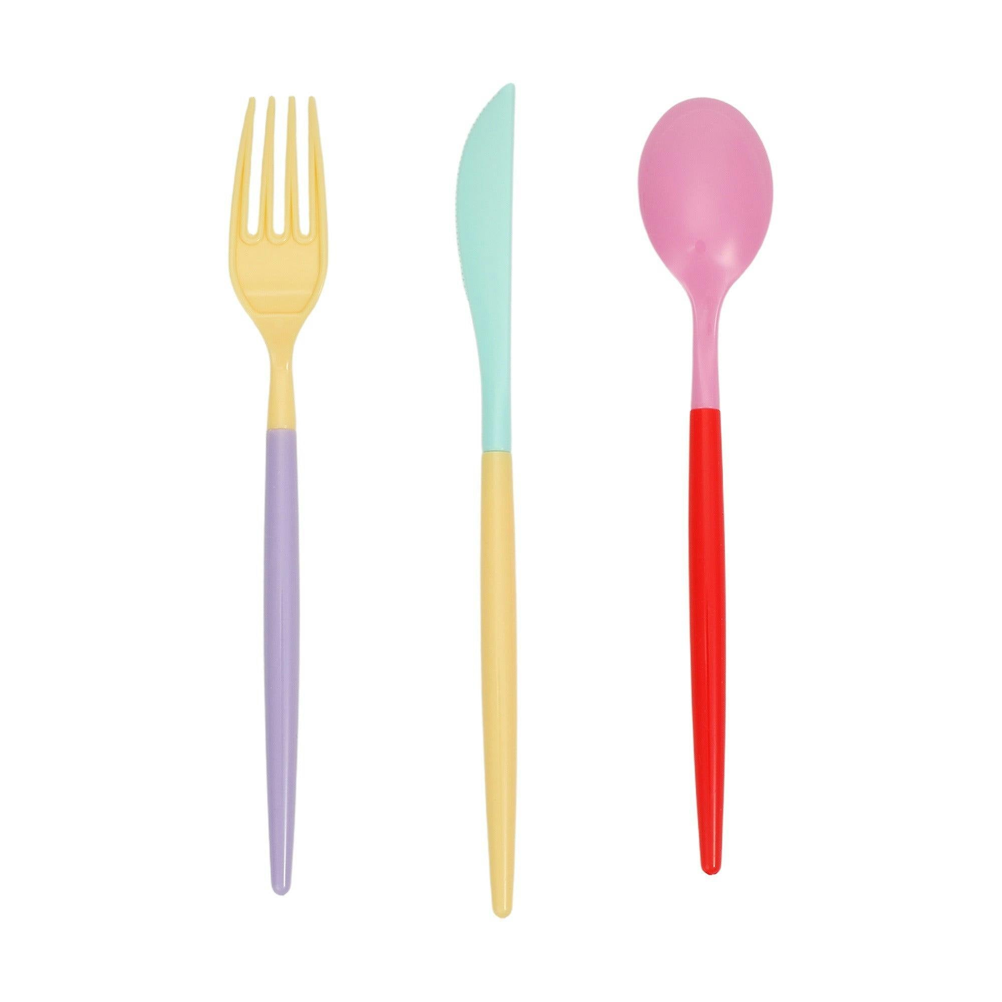 Packed Party Multicolor Two-Toned Cutlery Party Accessory Set