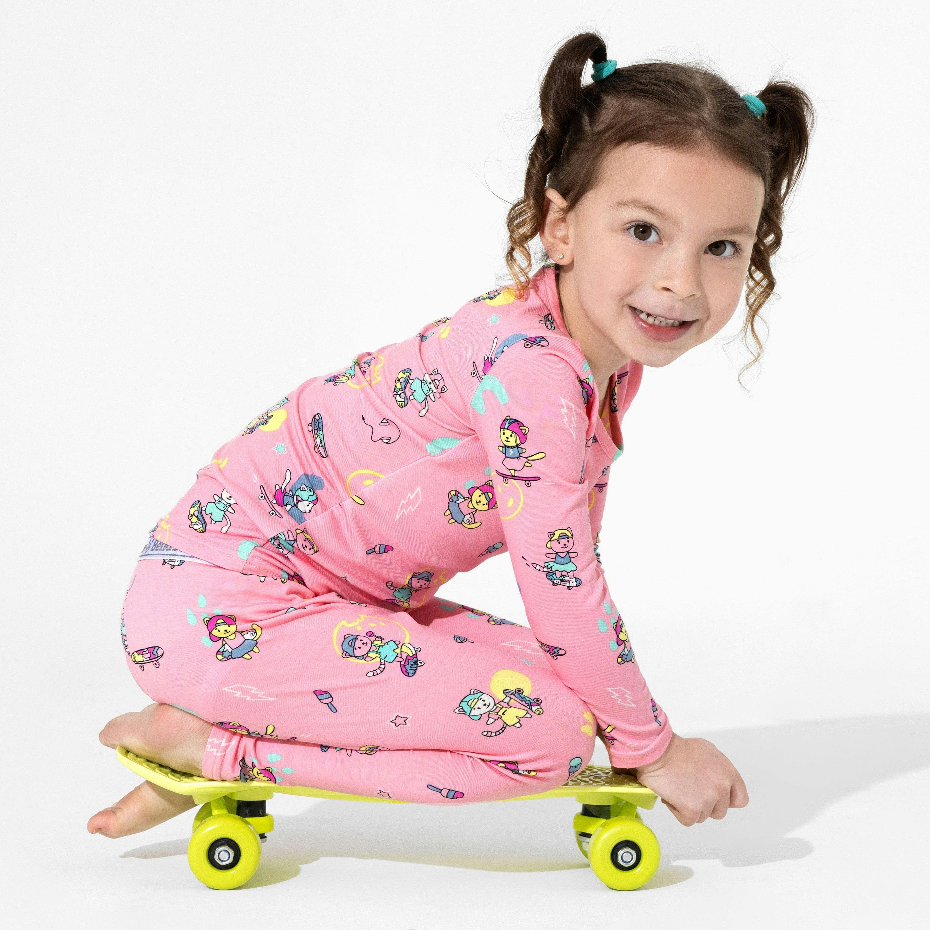 Skater Kitty Kids Bamboo Pajamas