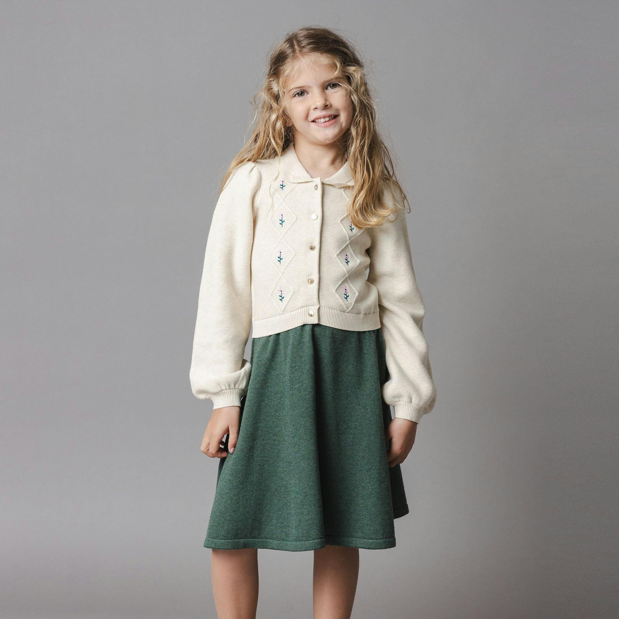 Organic Button Front Collared Sweater Dress