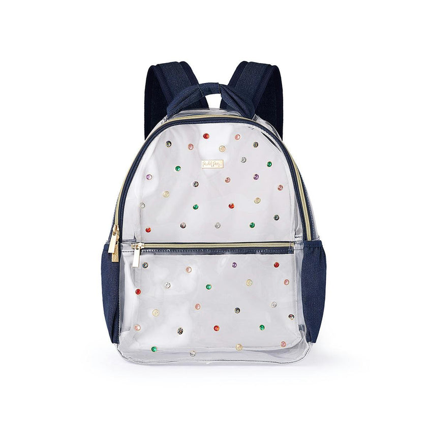Packed Party Denim and Gems Clear Backpack