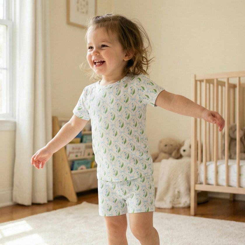 Bluebell Bows Short Sleeve & Shorts Bamboo Toddler Pajama Set