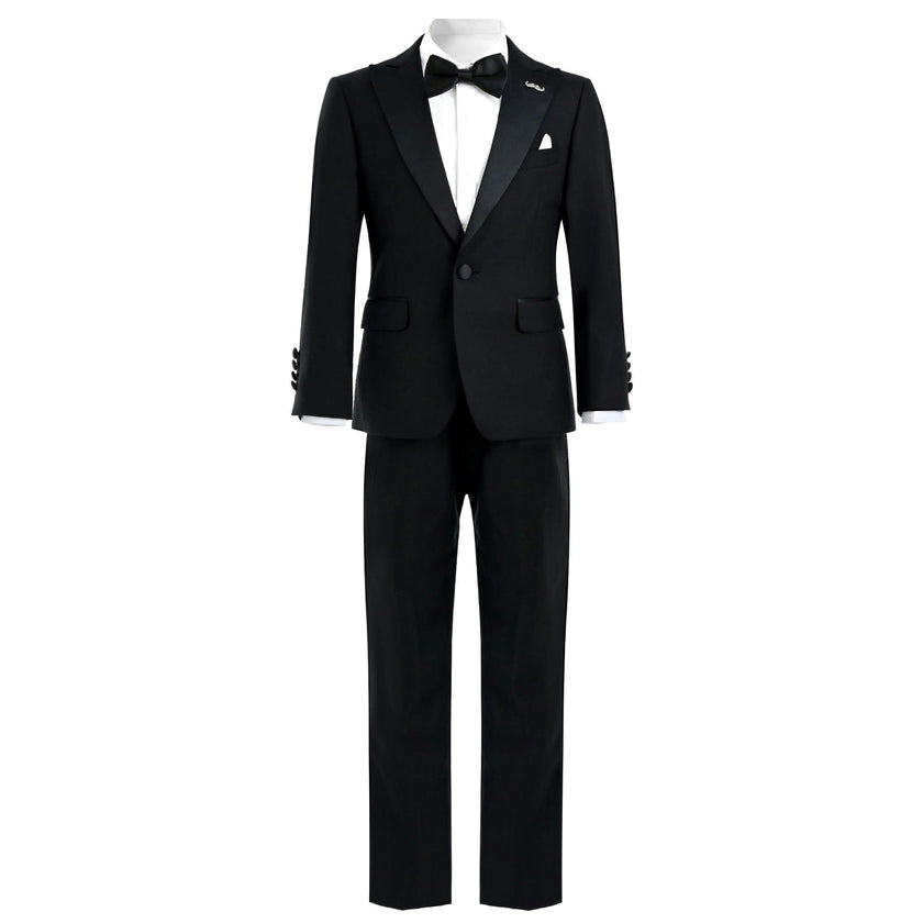 Black Peak Lapel Trim Wool Suit