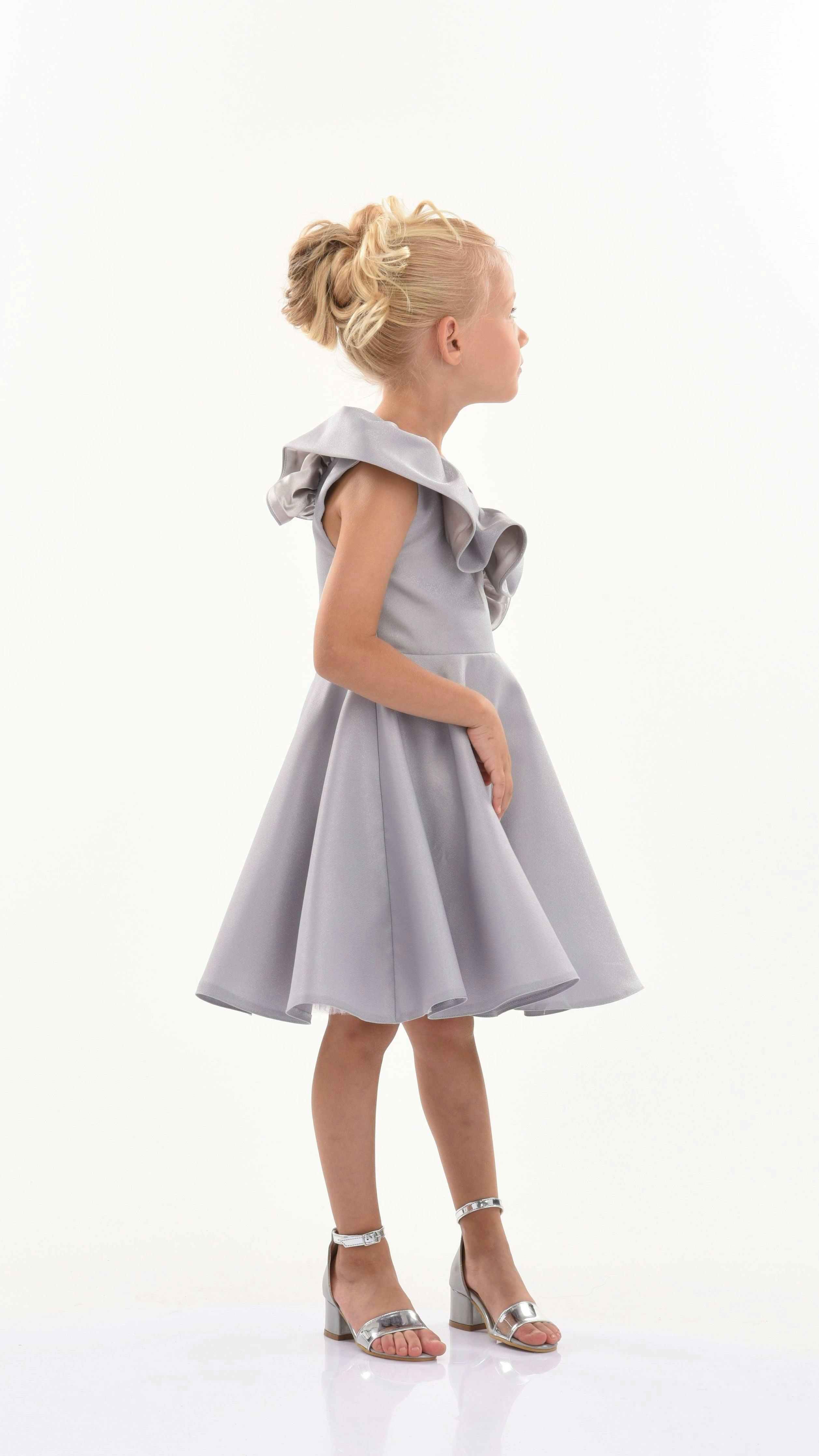 Silver Riviera Off Shoulder Ruffle Dress