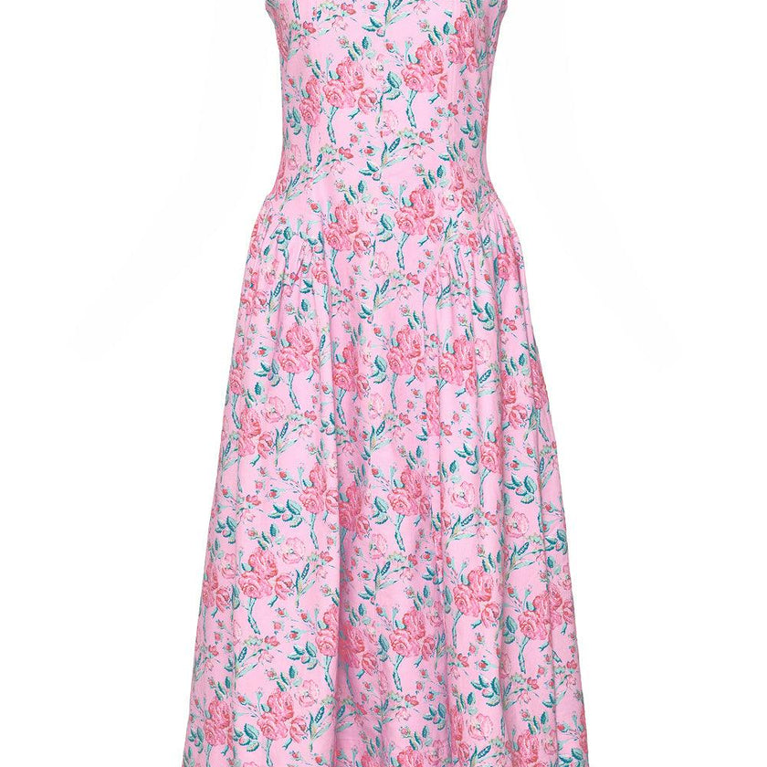 Edith Dress in Pink Sketched Flower