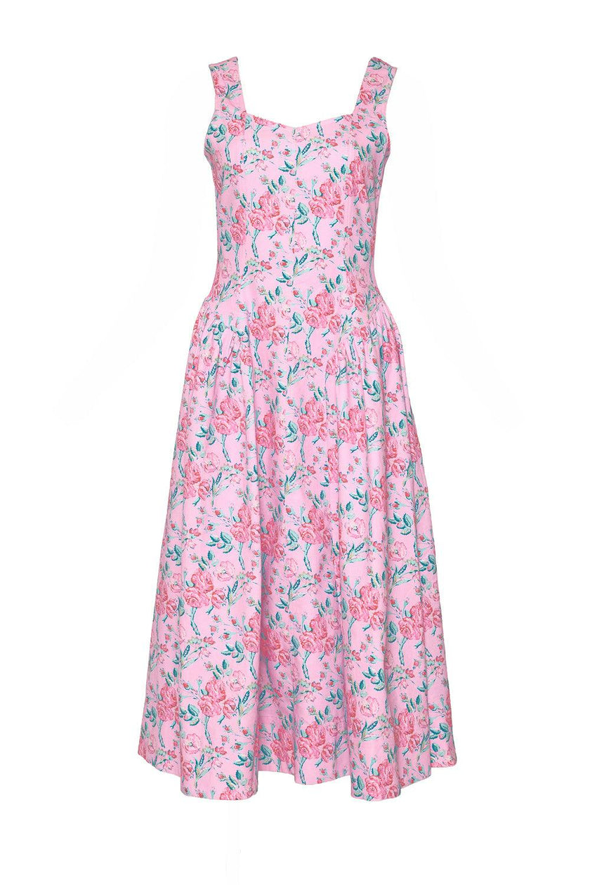 Edith Dress in Pink Sketched Flower