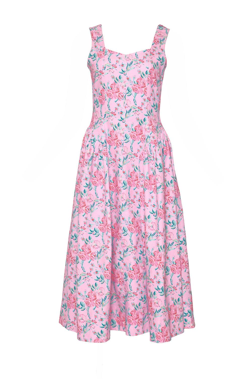 Edith Dress in Pink Sketched Flower