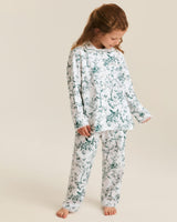 Kid's Twill Grace Pajama Set in Evergreen Timeless Toile