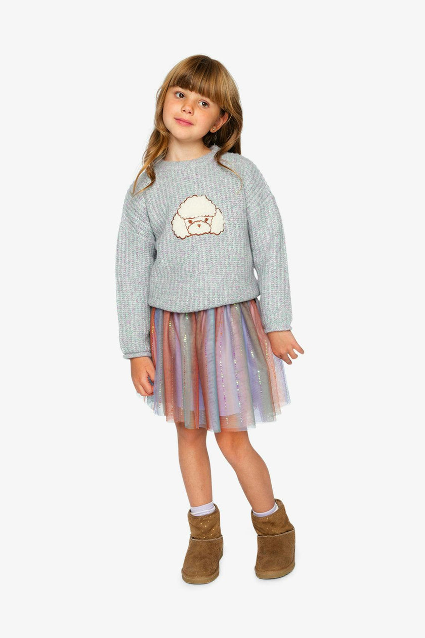Poodle Sweater Pale Turquoise And Lilac