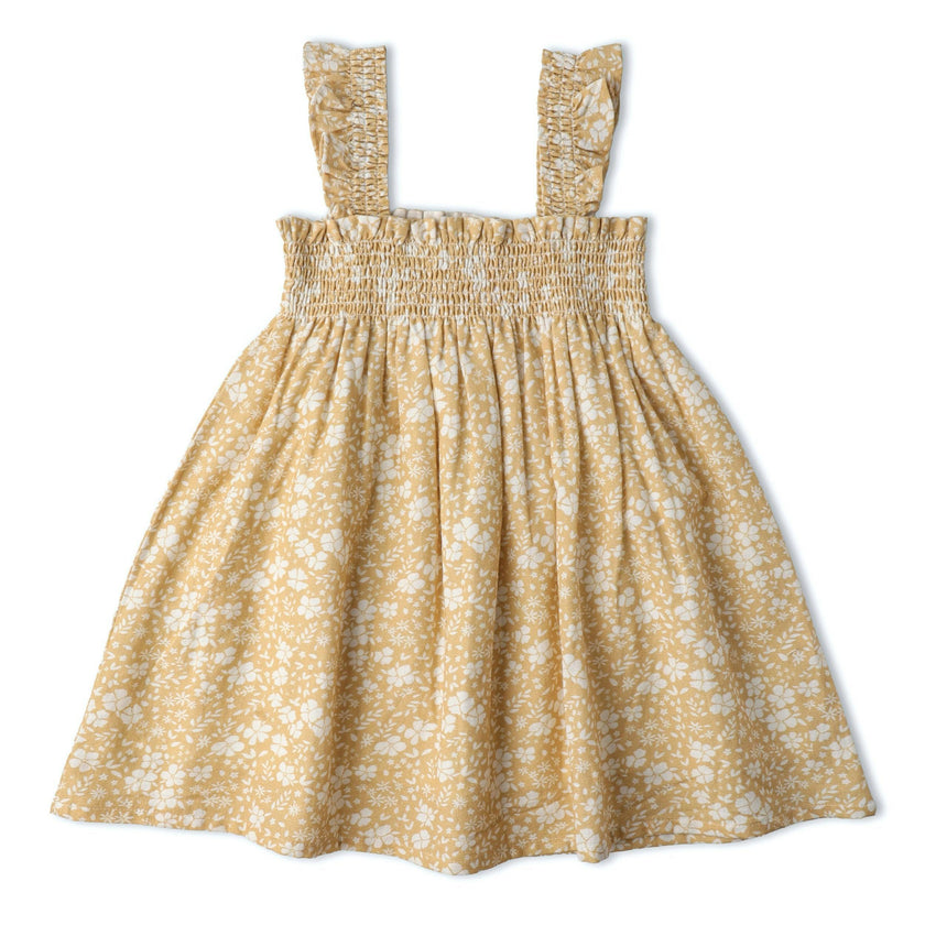 Organic Smocked Sundress - Yellow Blossom