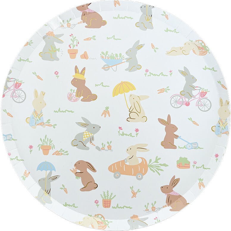 Springtime Bunnies in the Garden Large Plates