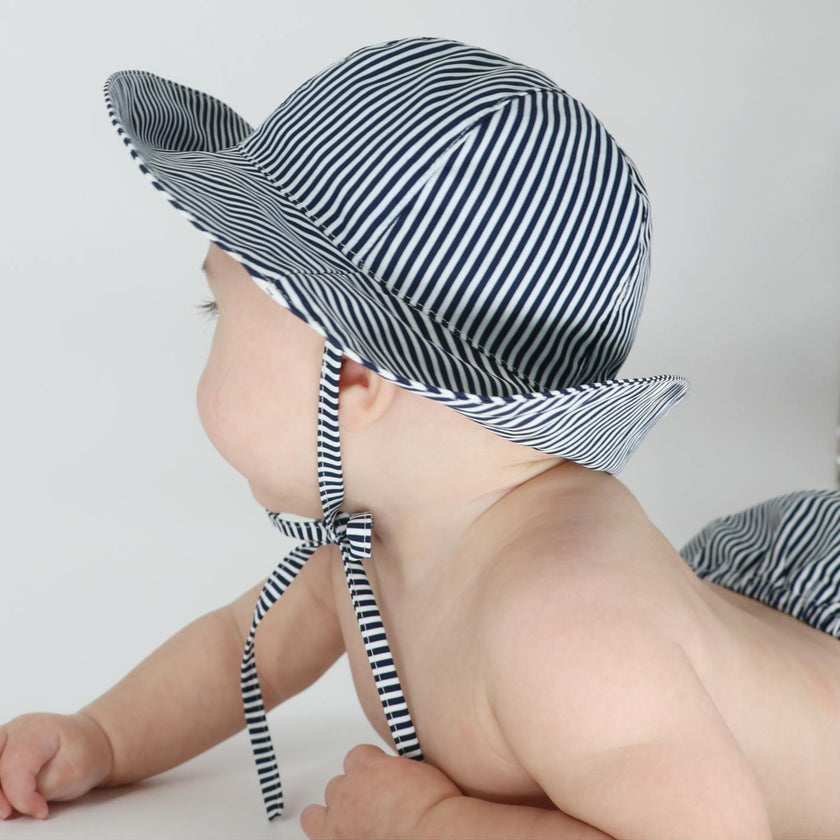 baby navy stripe sun hat