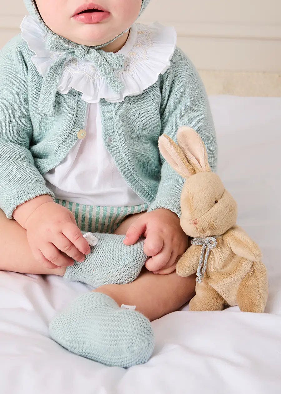 Openwork Detail Baby Cardigan in Sage Green (1-9mths)