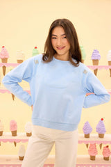 Casey Crewneck Sweatshirt in Light Blue