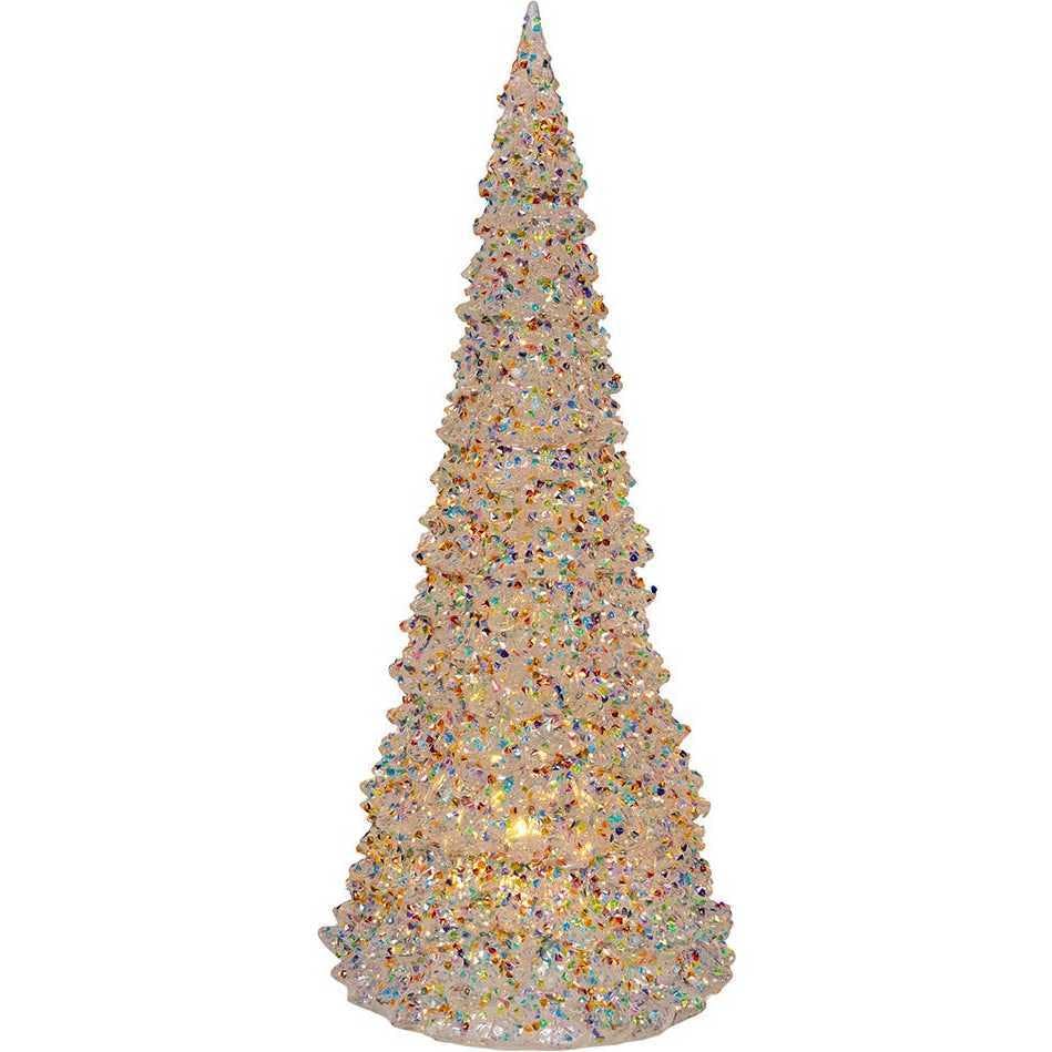 15.5-Inch Battery Operated LED Silver Iridescent Tabletop Christmas Tree