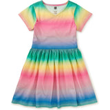 Short Sleeve Wrap Neck Dress, Multi