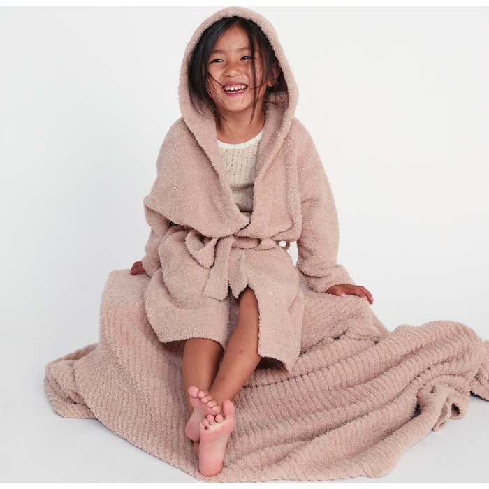 Fuzzy Waist Tie Hooded Robe