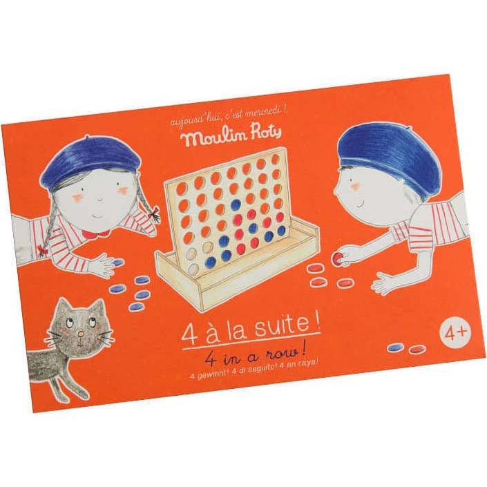 “4 in a Row” Wooden Board Game