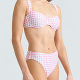 women's blush gingham cup bikini top