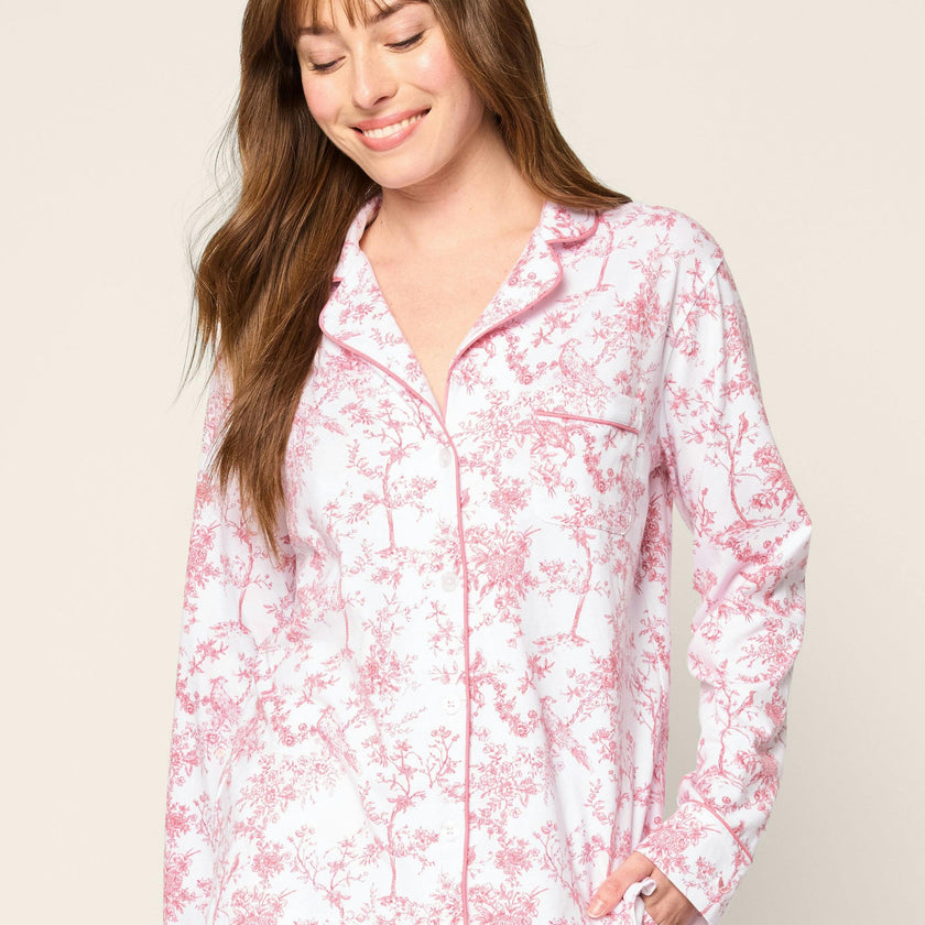 Women's Pima Pajama Set in Pink Timeless Toile