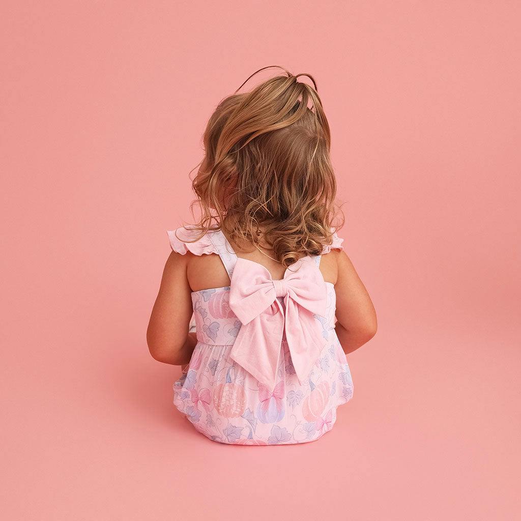 Posh Pumpkins Bow Back Bubble Romper