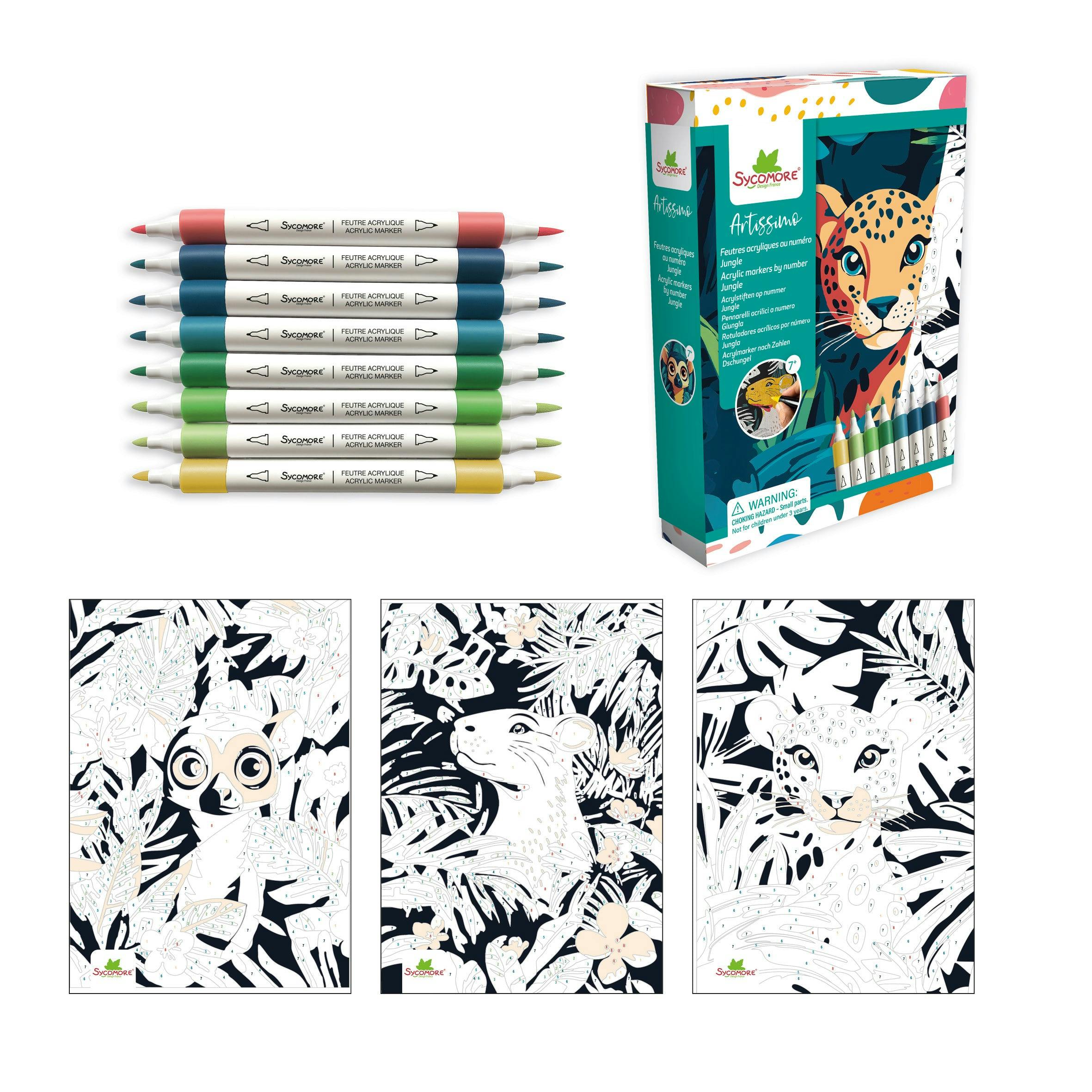 Artissimo - Acrylic Markers By Numbers Jungle - 7y+