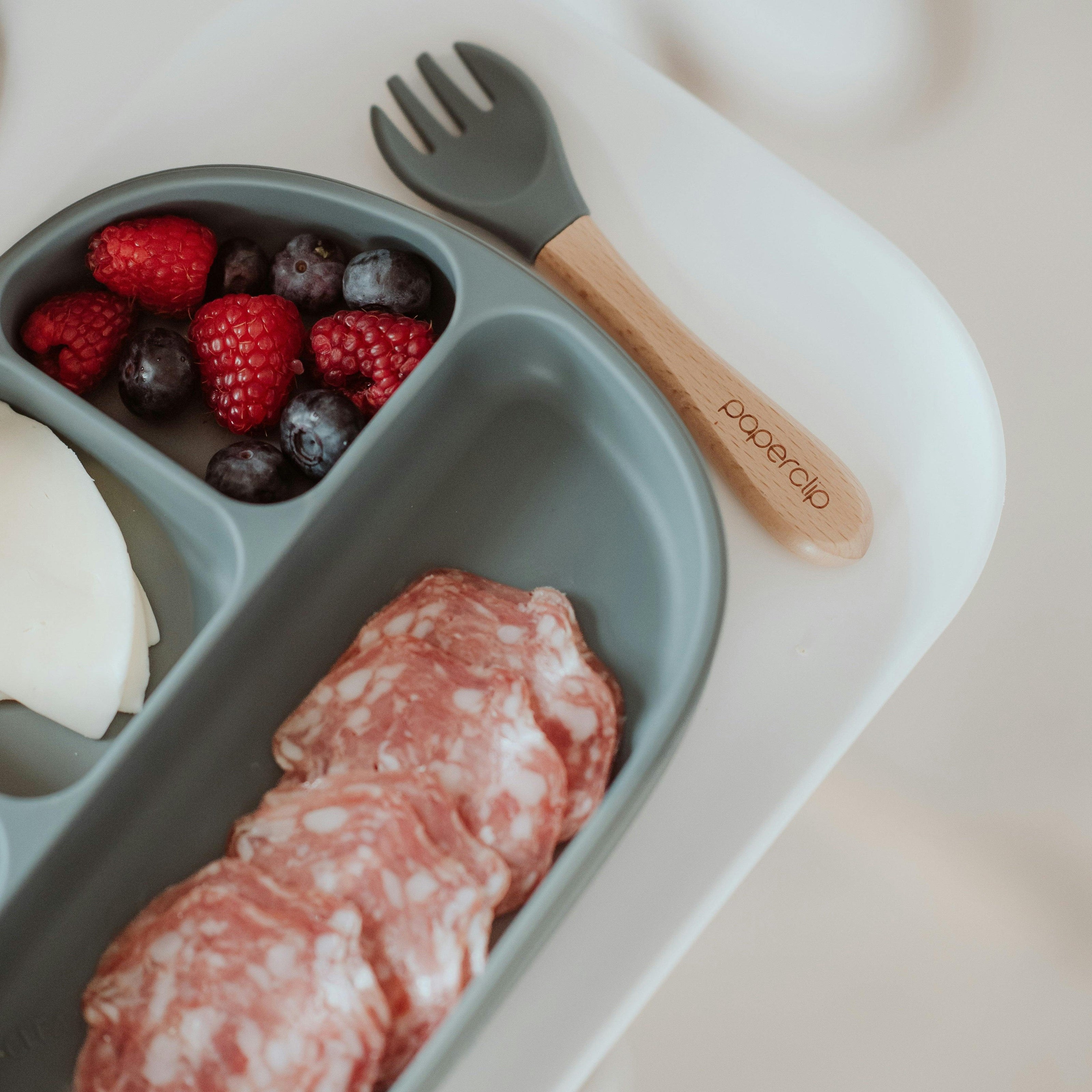 Silicone & Wooden Spoon & Spork Set