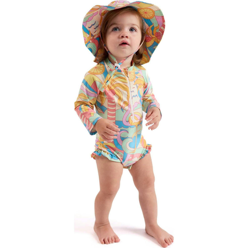 The Paradiso - Girls Rash Guard One Piece with Ruffle UPF 50+