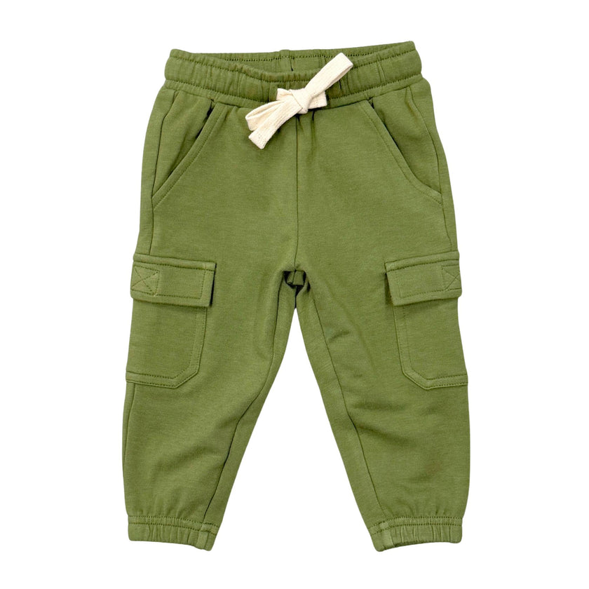 Boys Cargo Pants in Deep Olive