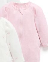 4 Pack Zip Growsuit Pale Pink Bear Pack